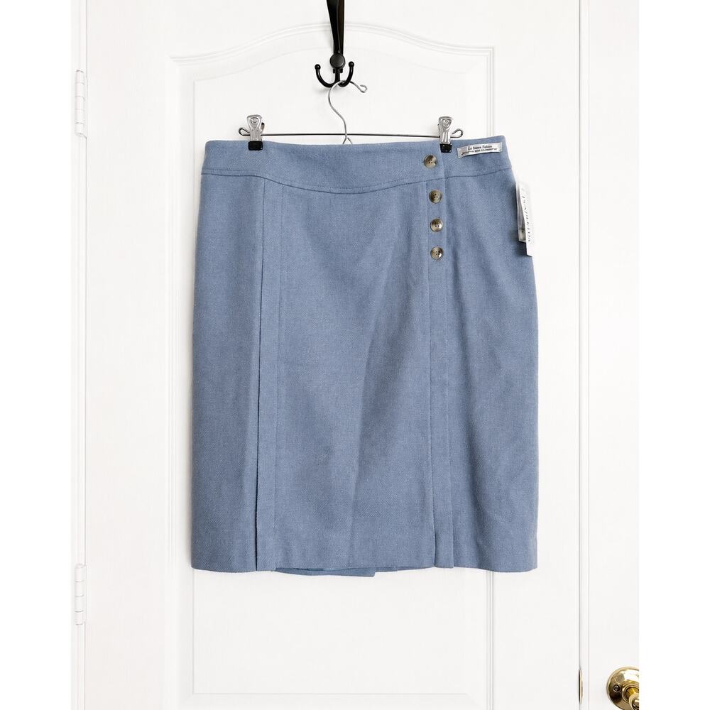 Pendleton Wool Skirt Sz 14 Blue Button Front Quiet Luxury Natural Fiber Vintage - Picture 2 of 15